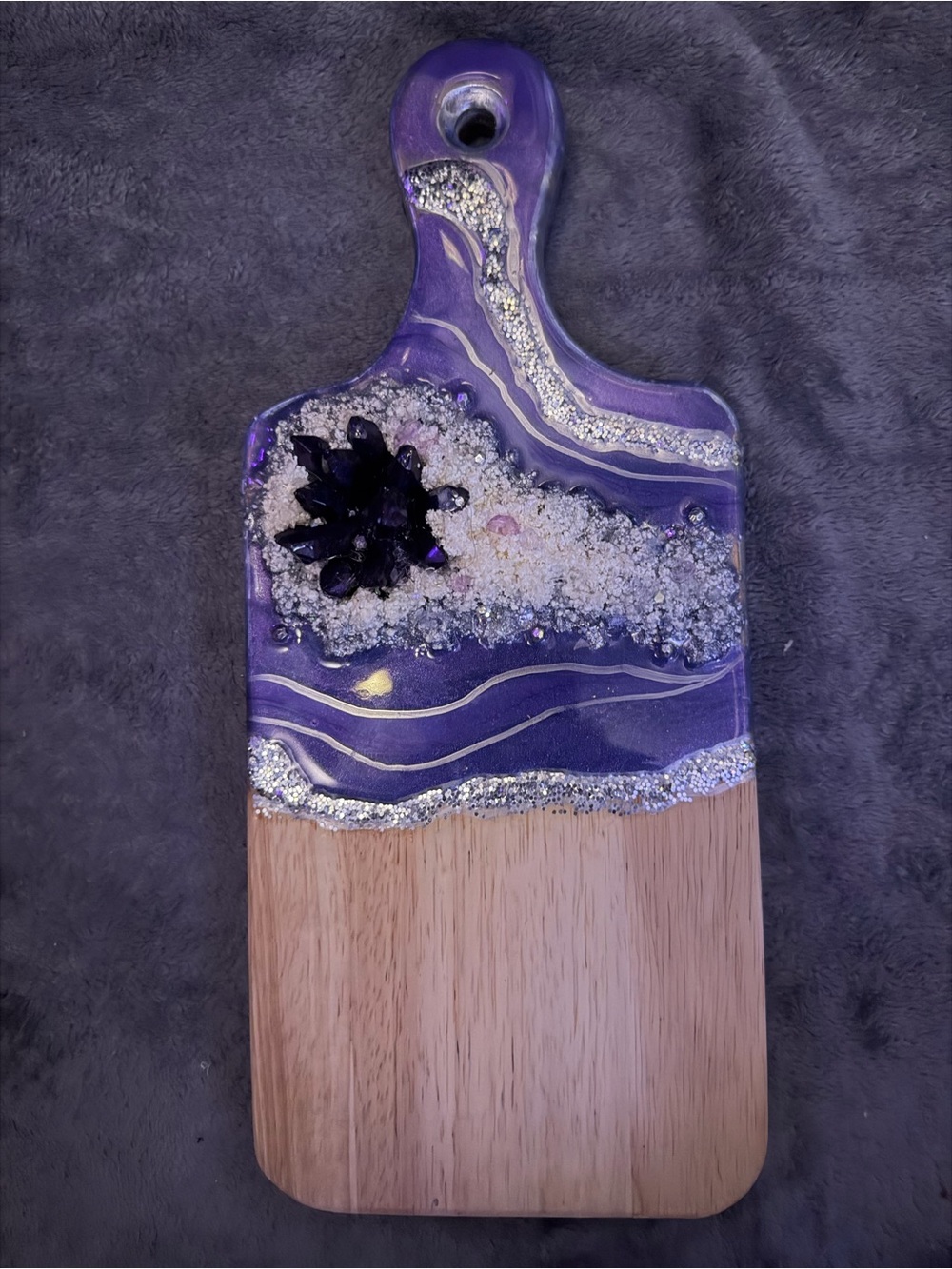 Othr Purple and Silver Resin Geode Paddle Wall Art